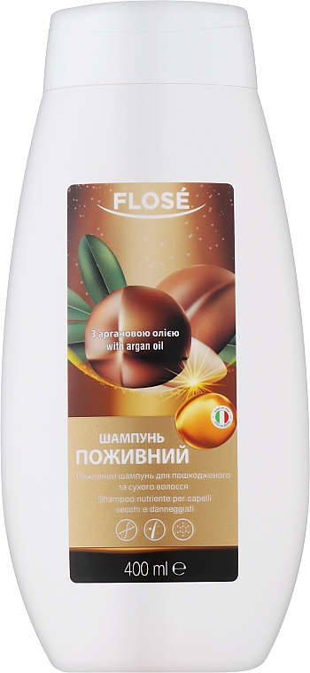 Питательный шампунь для поврежденных и сухих волос с аргановым маслом - Flose Argan Oil Nourishing Shampoo — фото N3