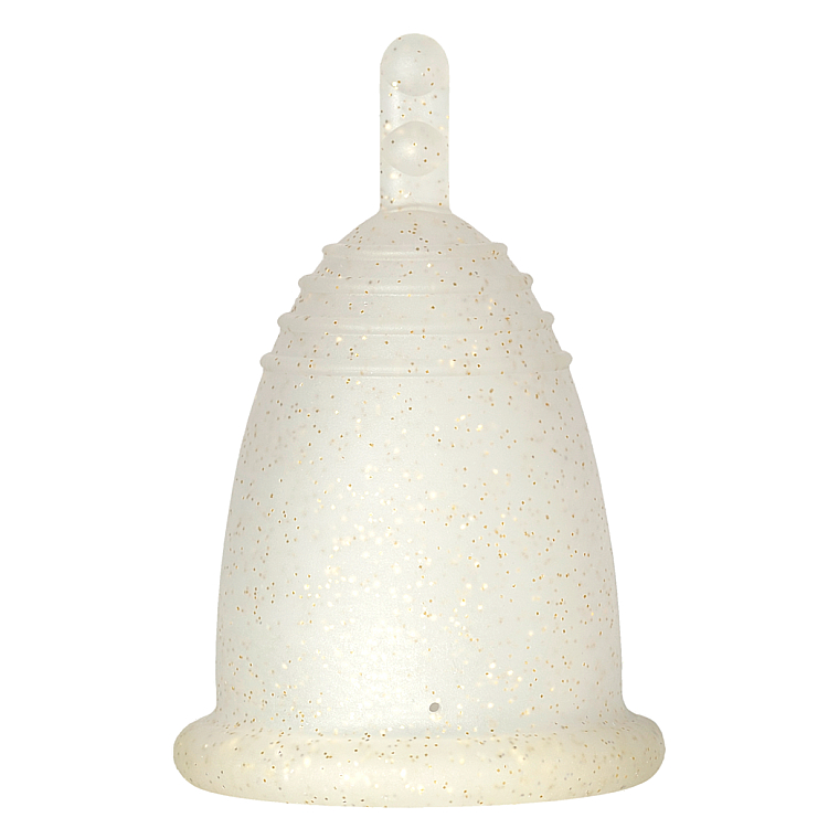 Менструальная чаша с ножкой, размер L, золотой глиттер - MeLuna Sport Menstrual Cup Stem — фото N1