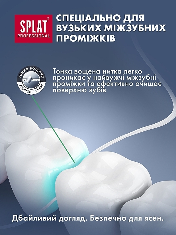 Антибактериальная супертонкая зубная нить с волокнами серебра "Мята", 30 М - SPLAT Professional Dental Floss — фото N6