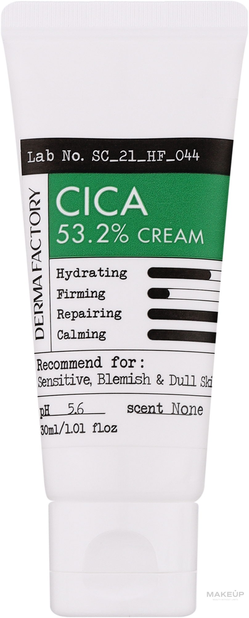 Крем для обличчя з екстрактом центели азіатської - Derma Factory Cica 53.2% Cream — фото 30ml