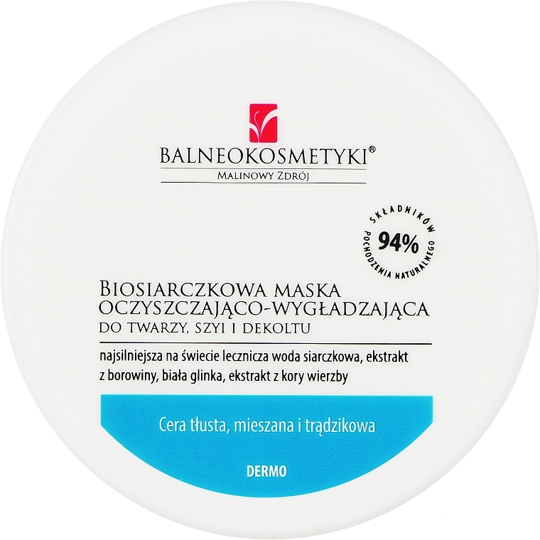 Очищающая и разглаживающая биосульфидная маска для лица для жирной и комбинированной кожи - Balneokosmetyki — фото N1