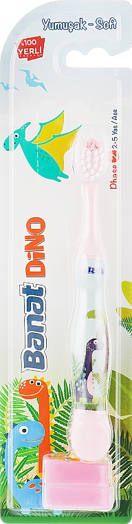 Детская зубная щетка, розовая, мягкая - Banat Dino Toothbrush