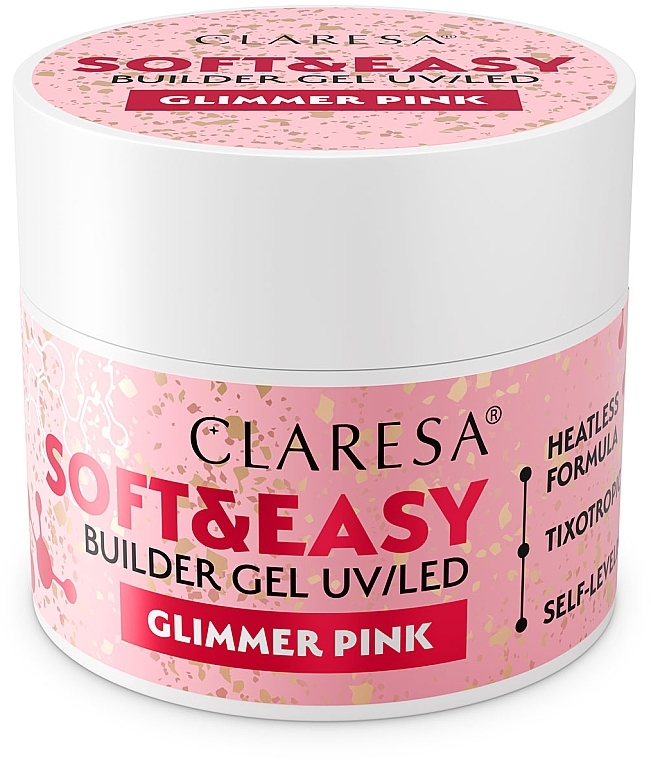 Моделирующий гель для ногтей - Claresa Soft & Easy Builder Gel UV/LED Glimmer Pink — фото N1