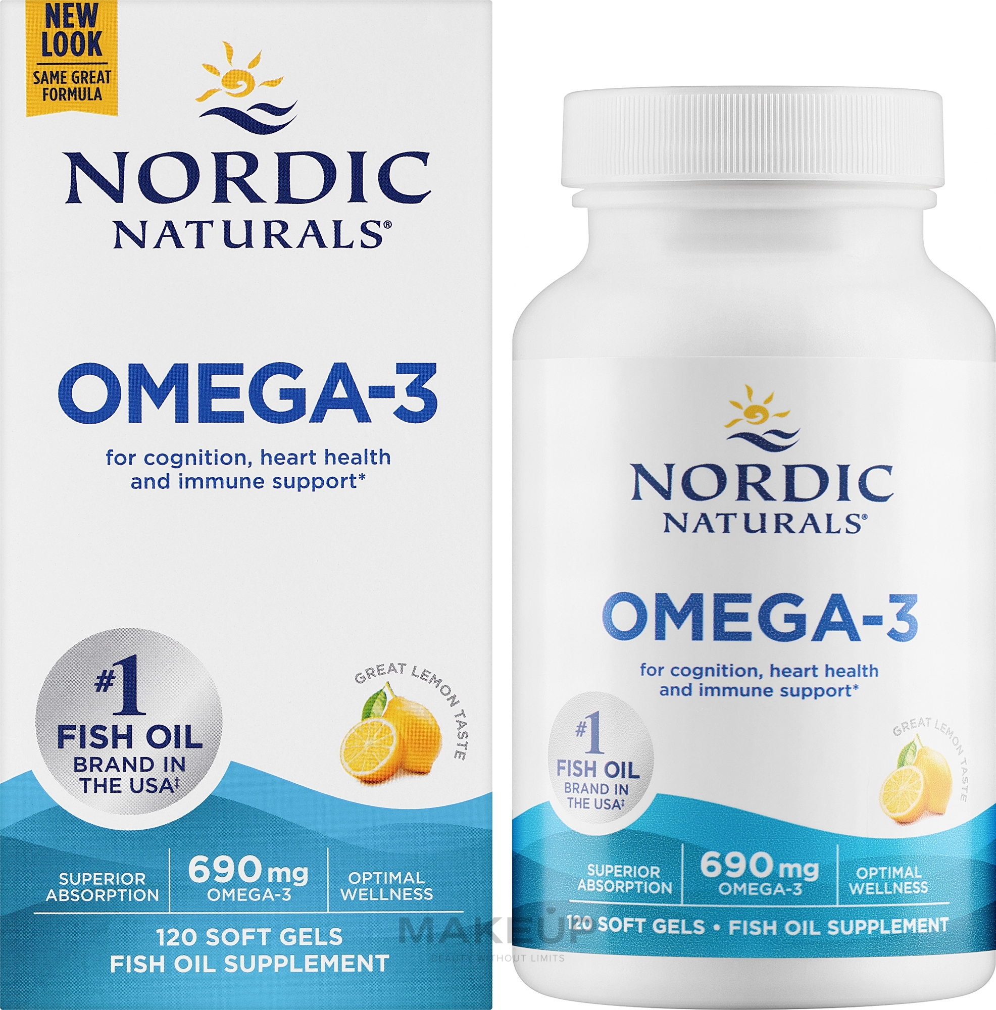 Пищевая добавка с лимонным вкусом "Омега-3" - Nordic Naturals Omega-3 Lemon  — фото 120шт