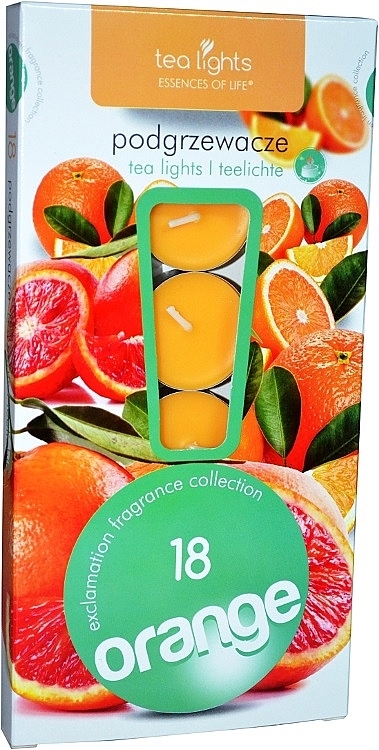 Чайні свічки "Апельсин", 18 шт. - Admit Tea Light Essences Of Life Candles Orange — фото N1