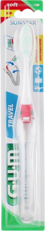 Зубная щетка "Travel", мягкая, красная - G.U.M Soft Toothbrush — фото N1