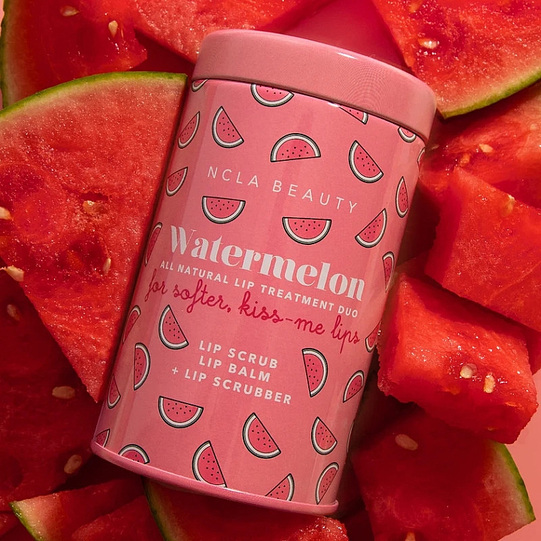 Набір "Кавун" - NCLA Beauty Watermelon Lip Care (l/balm/10ml + l/scrub/15ml + scrubber) — фото N2