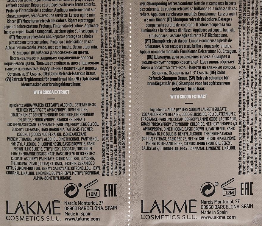 Набор пробников - Lakme Teknia Color Refresh Cocoa Brown (sh/10ml + mask/10ml) — фото N3