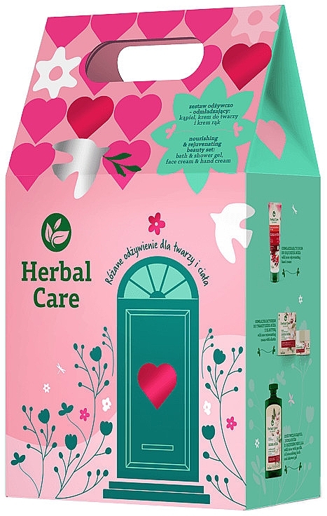 Набір - Farmona Herbal Care Rose Gift Set (f/cr/50ml + h/cr/100ml + bath/foam/500ml) — фото N1