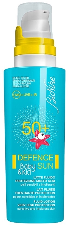 Дитячий флюїд-лосьйон для засмаги SPF50+ - BioNike Defence Sun Baby & Kid Fluid Lotion SPF50+ — фото N1