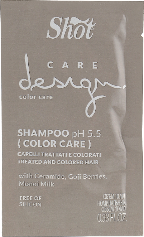Шампунь для фарбованого волосся - Shot Care Design Color Care Treated And Colored Hair Shampoo (пробник) — фото N1