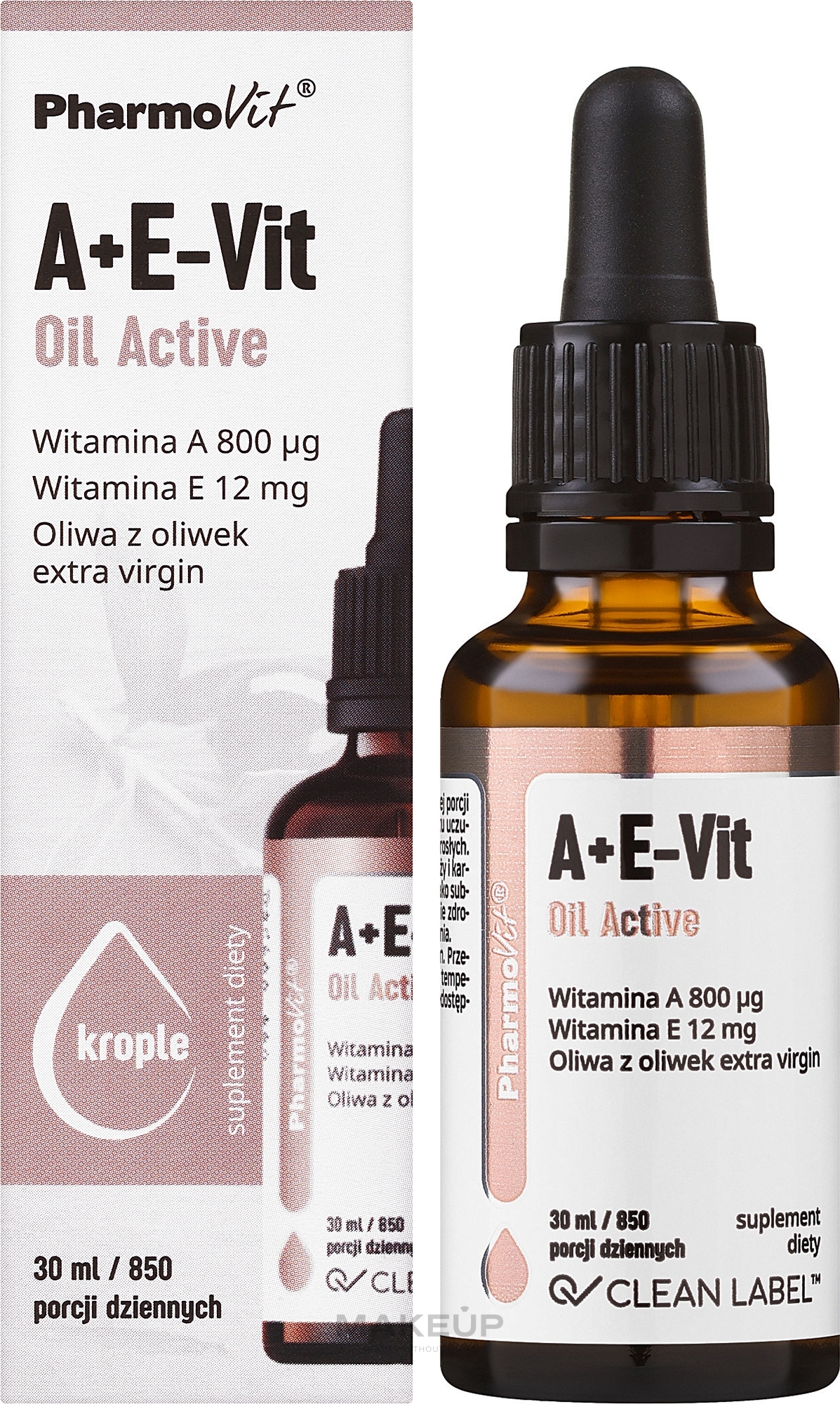 Витамины "A+E-Vit" в каплях - Pharmovit Clean Label A+E-Vit Oil Active — фото 30ml