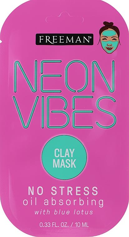 Заспокійлива маска - Freeman Beauty Neon Vibes No Stress Oil Absorbing Clay Mask