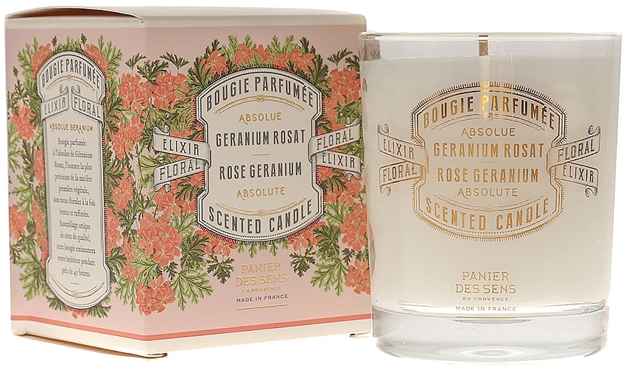 Набор - Panier Des Sens Rose Geranium Christmas Box (l/soap/500ml + candle/180g) — фото N1