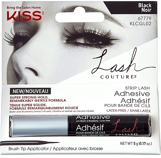 Чорний клей для вій - Kiss Lash Couture Adhesive Strip Lash Black — фото N1