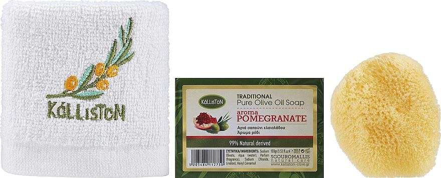Набір - Kalliston Pomegranate (soap/100g + sponge + towel) — фото N2