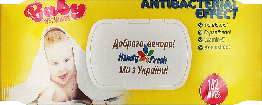 Салфетки влажные детские "Антибактериальные", 102 шт. - Handy Fresh Baby — фото N1