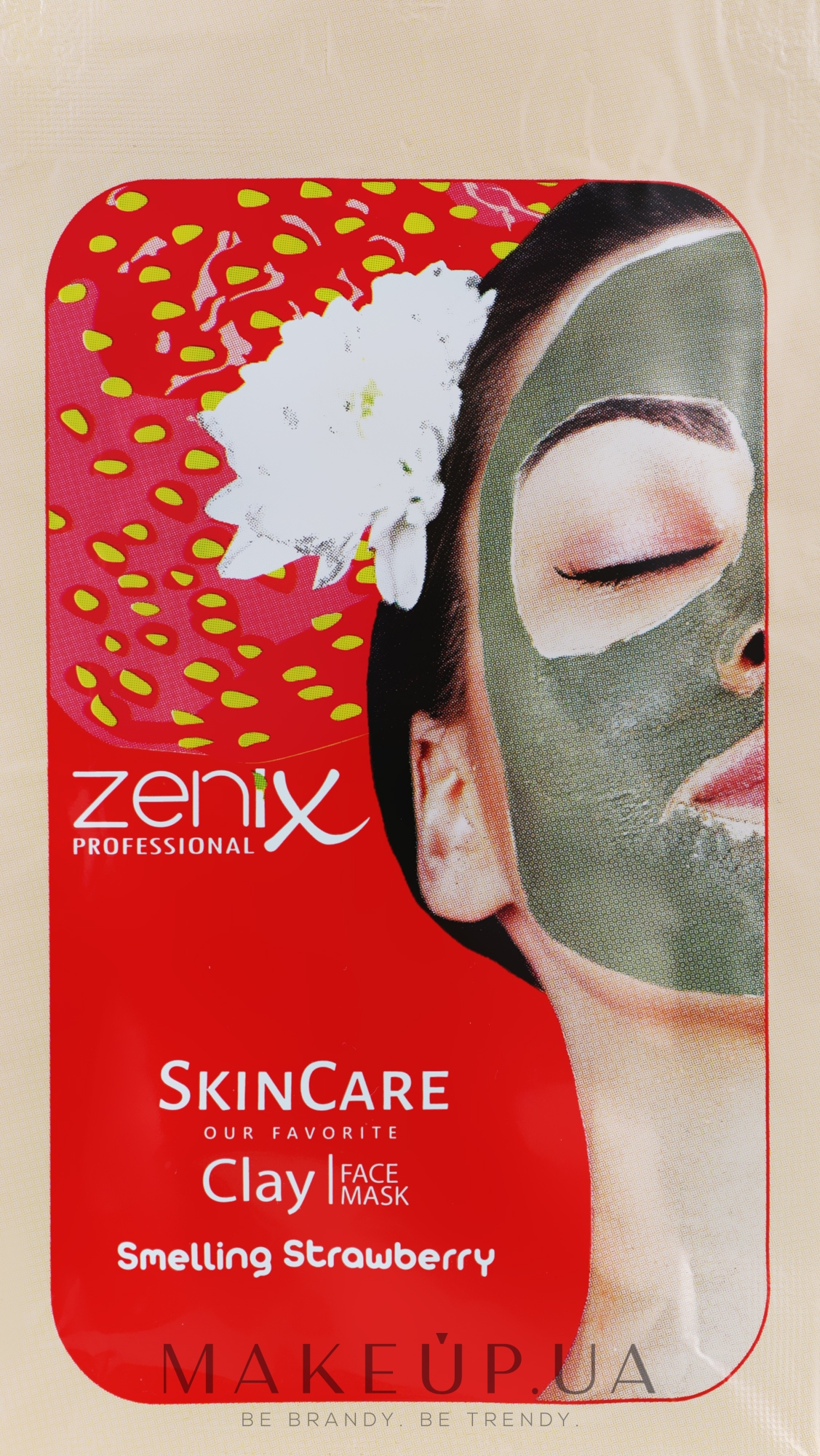 Глиняна маска для обличчя "Полуниця" - Zenix Clay Face Mask — фото 20g