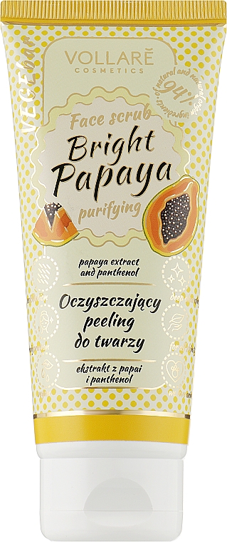 Пилинг для лица с экстрактом папая и пантенолом - Vollare Fright Papaya Face Scrub