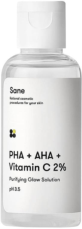 Тоник для лица с АНА + РНА + витамин С - Sane Face Toner PHA + AHA + Vitamin C 2% Purifying Glow Solution