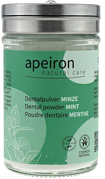 Зубна паста в порошку "М'ята", без фтору - Apeiron Dental Powder Mint — фото N1