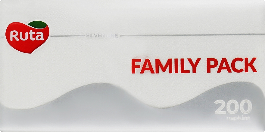 Серветки паперові, 1 шар, 24x24 см, 200 шт., білі - Ruta Family Pack — фото N1