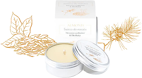 Свічка для масажу "Кедр і чай" - Almond Cosmetics Cedarwood & Fresh Tea Massage Candle — фото N1