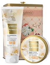 Набор - Bottega Verde Camellia And Retinol Gift Set (sh/gel/200ml + b/butter/150ml + metal/box/1pc) — фото N1