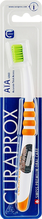 Зубная щетка для подростков "АТА", оранжевая, салатовая щетина - Curaprox Atraumatic Total Access — фото N1