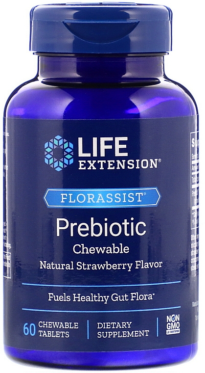 Пребіотики зі смаком полуниці - Life Extension Florasisst Prebiotic Chewable (Strawberry) — фото N1