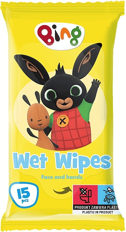 Влажные салфетки с клубничным ароматом, 15 шт. - Buzzy Bing Wet Wipes — фото N1