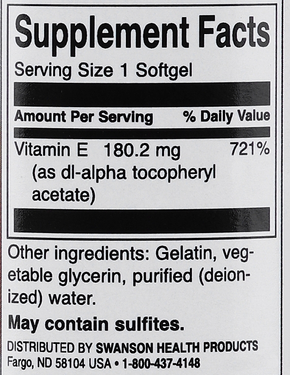 Пищевая добавка "Витамин Е" - Swanson Vitamin E 400 IU — фото N3