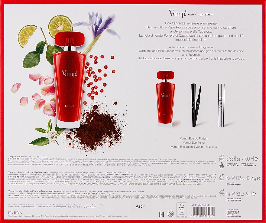 Pupa Vamp Red - Набір (edp/100ml + mascara/9ml + eye/pencil/0,35g) — фото N3