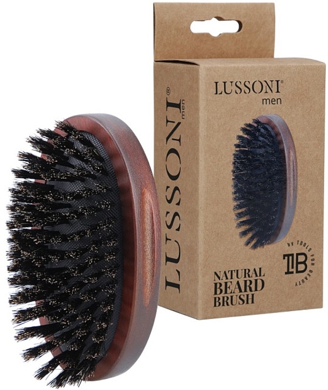 Щітка для бороди з натуральним ворсом кабана, овальна - Lussoni Men Natural Beard Brush — фото N1