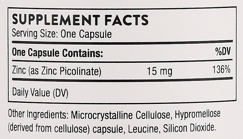 Диетическая добавка "Пиколинат цинка", 15 мг, капсулы - Thorne Research Zinc Picolinate — фото N3