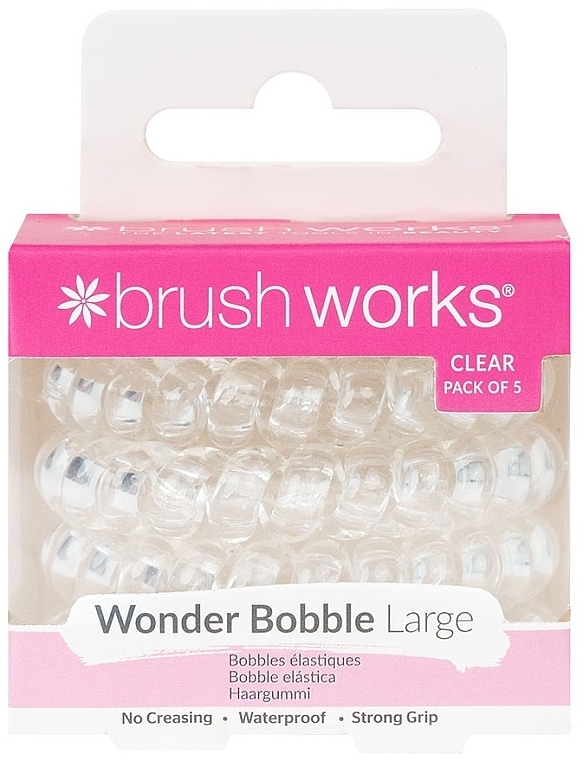 Резинки для волосся, прозорі, 5 шт. - Brushworks Wonder Bobble Large Clear — фото N1