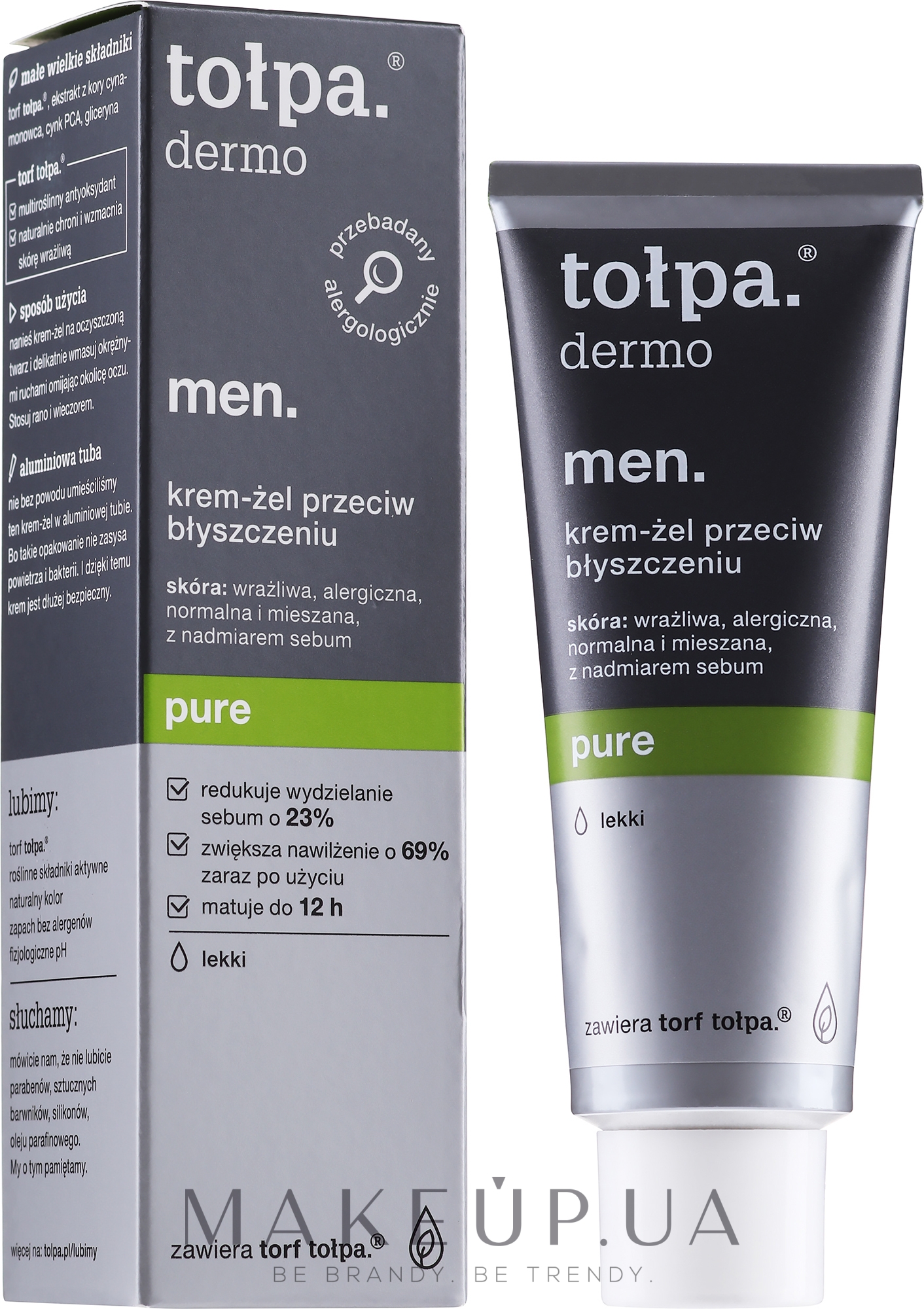 Матувальний крем-гель для обличчя - Tolpa Dermo Men Pure Mattifying Cream-Gel — фото 40ml