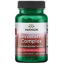 Пищевая добавка для управления весом 180 мг, 60 шт - Swanson Resveratrol Complex — фото N1
