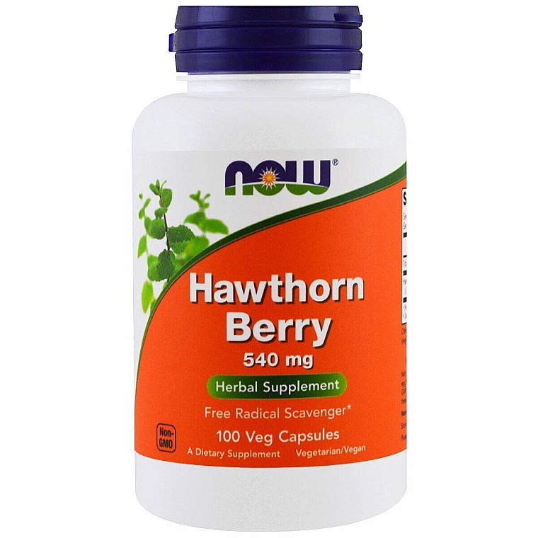 Харчова добавка "Ягоди глоду", 540 мг - Now Foods Hawthorn Berry Veg Capsules — фото N1