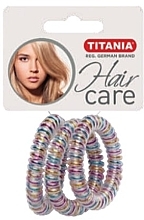Резинка для волосся пластмасова "Anti Ziep", прозора, різнокольорова, 3 шт., діаметр 5 см - Titania — фото N1