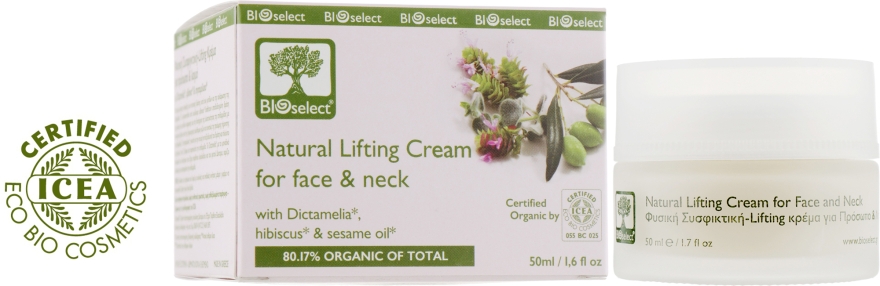 Крем-ліфтинг для обличчя та шиї з диктамелієй, гібіскусом і маслом кунжуту - BIOselect Natural Lifting Cream For Face And Neck — фото N2