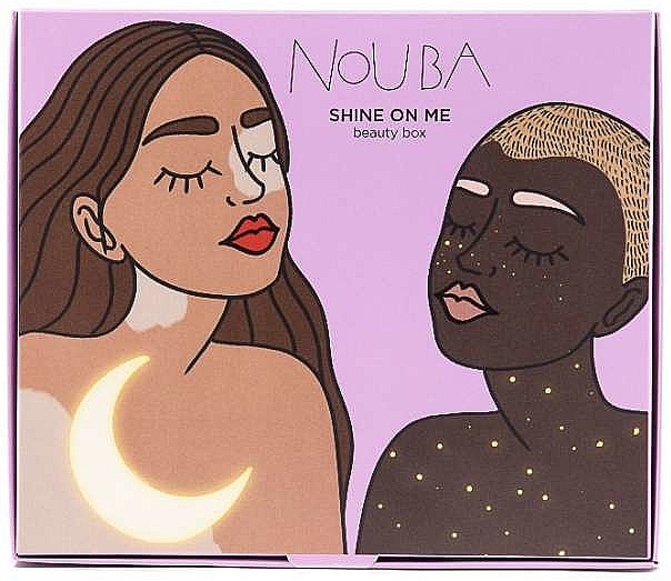 Набор "Shine On Me Nude" - NoUBA Shine On Me Gift Set Nude (mascara/9ml + lipstick/6ml + highlighter/30ml) — фото N1