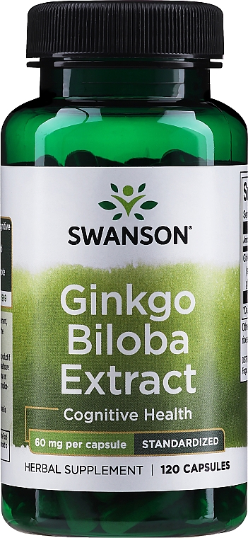 Харчова добавка "Екстракт гінкго білоба 24%", 60 мг - Swanson Ginkgo Biloba 24% — фото N1