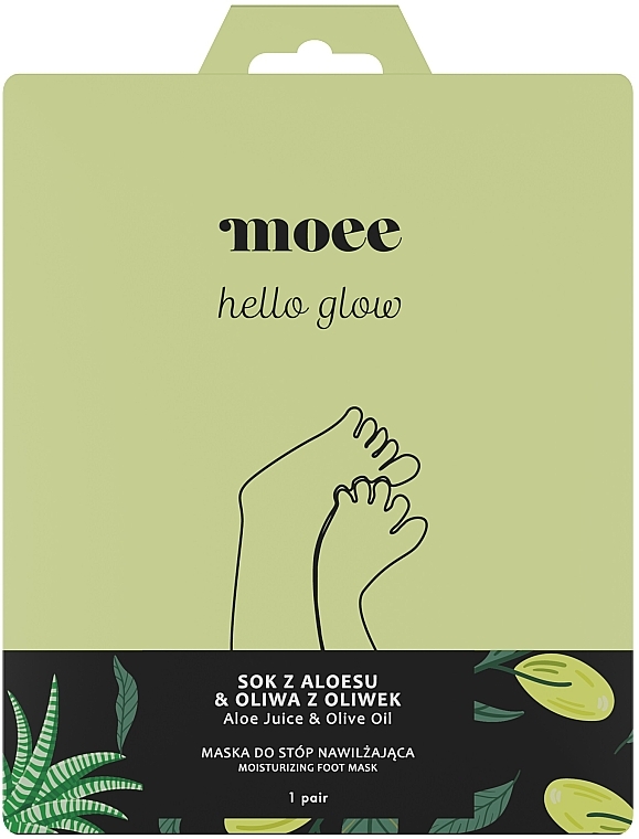 Зволожувальна маска для ніг із соком алое та оливковою олією - Moee Hello Glow — фото N1