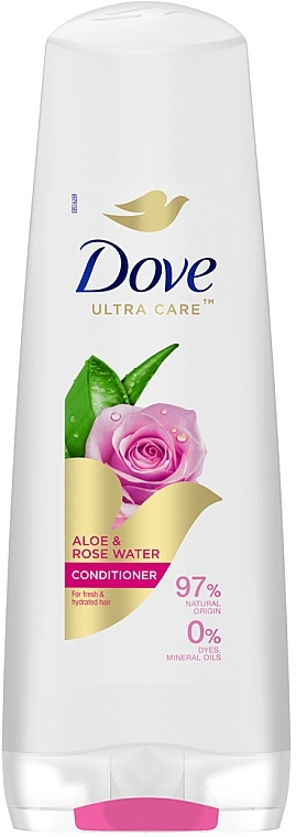 Бальзам-ополіскувач "Ультрадогляд" з алое та трояндовою водою - Dove Aloe & Rose Water Conditioner — фото N1