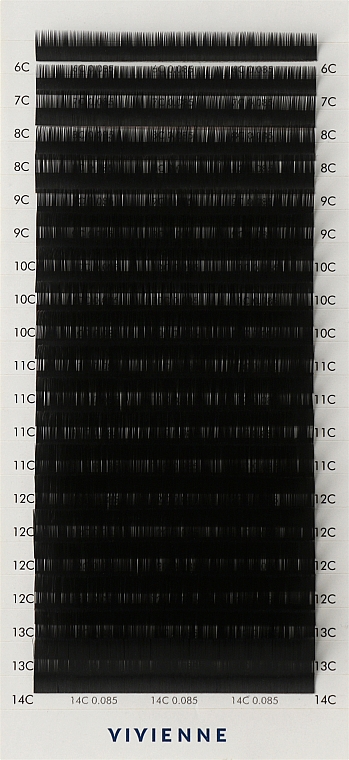 Накладные ресницы "Elite", черные, 20 линий (mix, 0,085, C, (6-14)) - Vivienne — фото N1