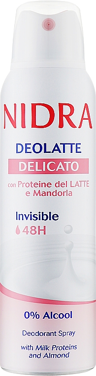 Дезодорант ніжний з молочними протеїнами й мигдалем - Nidra Deolatte Delicate 48H Spray — фото N1