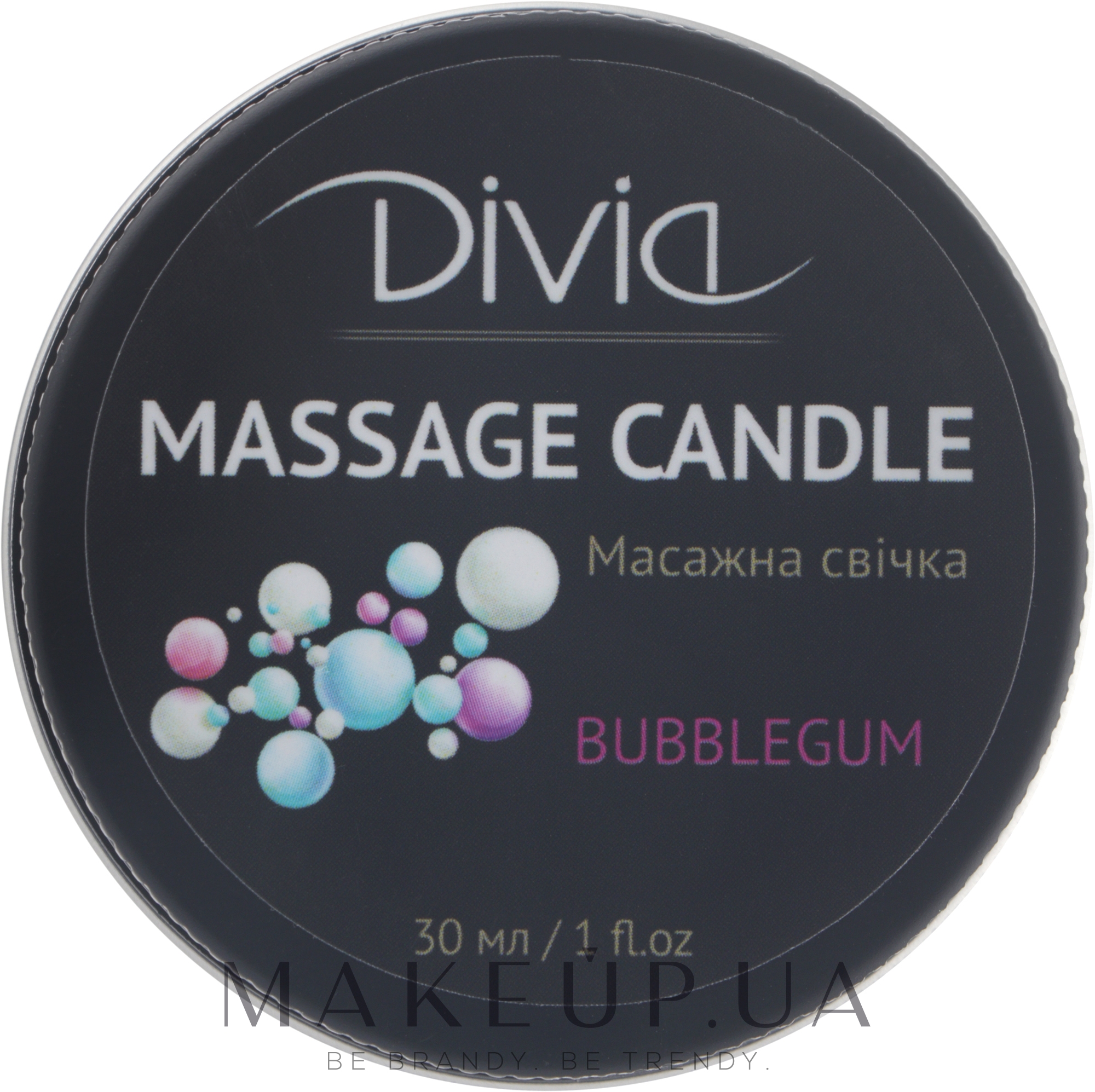 Свеча массажная для рук и тела "Bubblegum", Di1570 (30 мл) - Divia Massage Candle Hand & Body Bubblegum Di1570 (30 ml) — фото 30ml