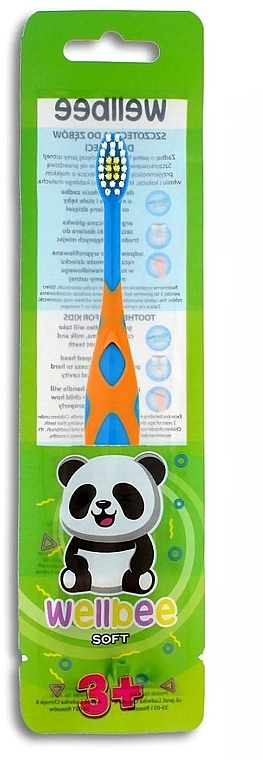 Детская зубная щетка, мягкая, от 3 лет, голубая с оранжевым - Wellbee Travel Toothbrush For Kids — фото N2