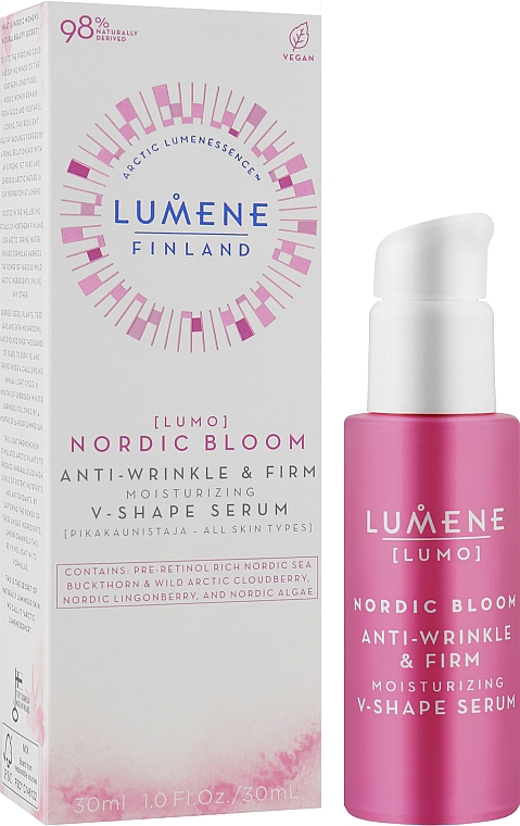 Зміцнювальна й підтягувальна сироватка для обличчя - Lumene Lumo Nordic Bloom Anti-wrinkle & Firm Moisturizing V-Shape Serum — фото N2